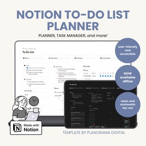 Notion To Do List Template | Simple Checklist Digital Planner Notion Dashboard Productivity Planner Habit Tracker Daily Weekly Goal Tracker