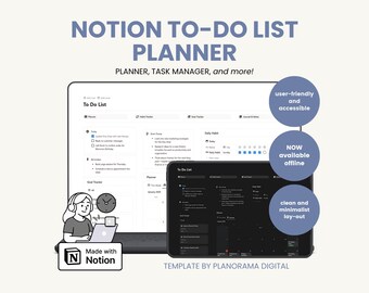 Notion To Do List Template | Simple Checklist Digital Planner Notion Dashboard Productivity Planner Habit Tracker Daily Weekly Goal Tracker