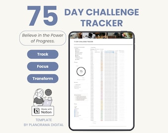 75 Day Challenge Tracker Notion Fitness Planner Notion Habit Tracker Daily Progress Tracker Challenge Checklist Notion Template Workout Log