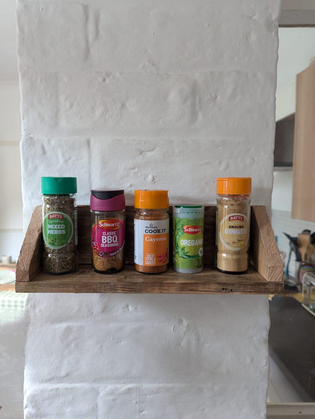 Small Wall Mounted Spice Rack - Rustic Reclaimed Wood - Kitchen Storage ...