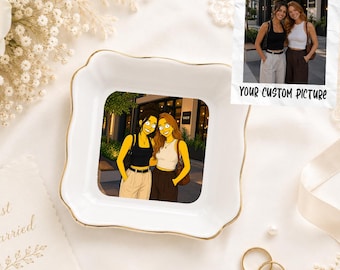 Custom Photo Ring Dish, Turn Picture into Yellow Cartoon Trinket Tray, Personalized Character Jewelry Dish, Best Friend Custom Gift Tray