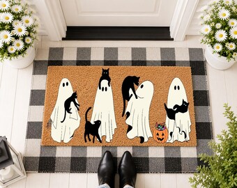 Spooky Ghosts Doormat, Halloween Decor, Funny Ghost Mat, Cute Spooky Season Welcome Mat, Trick or Treat Door Mat