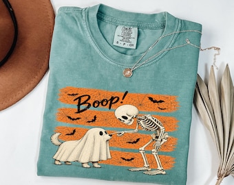 Boop! Skeleton Ghost Shirt, Funny Halloween Skeleton Ghost Tee, Spooky Costume Shirt, Cute Horror Graphic Top