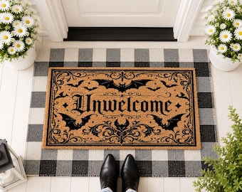Unwelcome Doormat, Gothic Entrance Mat, Spooky Halloween Welcome Mat, Dark Victorian Style Door Decor