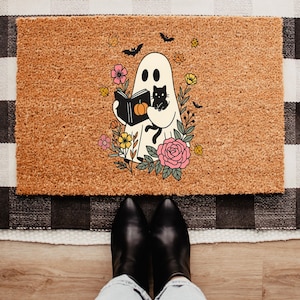 Halloween Doormat, Ghost Halloween Welcome Mat, Halloween Decorations, Fall Autumn Decor, Spooky Mat, Ghost Door mat, Ghost Decor,House Gift