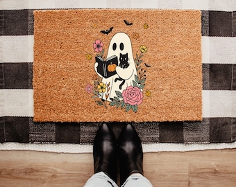 Halloween Doormat, Ghost Halloween Welcome Mat, Halloween Decorations, Fall Autumn Decor, Spooky Mat, Ghost Door mat, Ghost Decor,House Gift