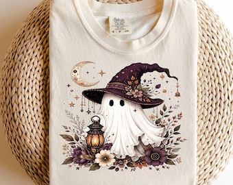 Witchy Ghost Shirt, Spooky Halloween Costume Tee, Cute Witchy Ghost Graphic T-Shirt, Autumn Fall Apparel