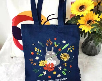 Kiki's delivery service Jiji My Neighbour Totoro embroidery tote bag black cat lovers Japan decoration cat lovers Gift