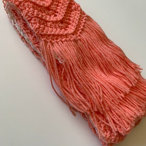 Extra Long Scarf in Peaches and Cream Chevron with Fringe, ready to ship. image 3