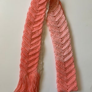 Extra Long Scarf in Peaches and Cream Chevron with Fringe, ready to ship. image 5