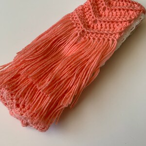 Extra Long Scarf in Peaches and Cream Chevron with Fringe, ready to ship. image 8