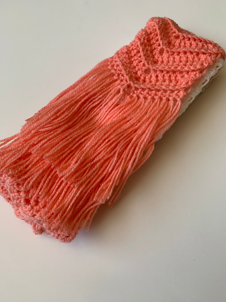 Extra Long Scarf in Peaches and Cream Chevron with Fringe, ready to ship. image 8