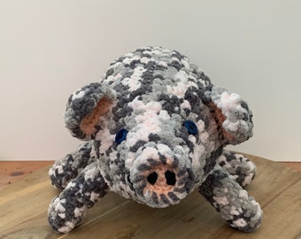 Large Plush Crochet Piglet, Clementine, ready to ship.