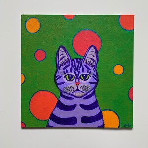 Perpetually Unimpressed Cat, original acrylic small art painting, ready to ship.