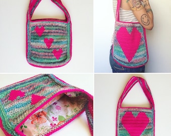 Pink Hearts Shoulder Purse, ready to ship.
