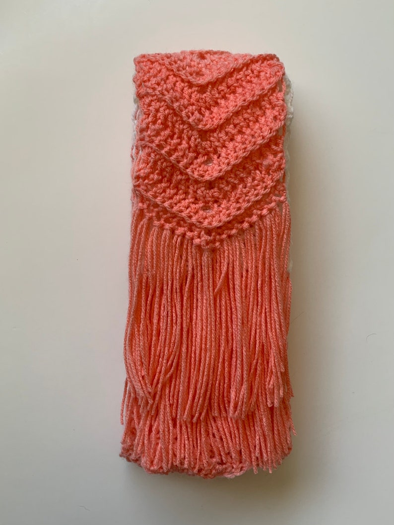 Extra Long Scarf in Peaches and Cream Chevron with Fringe, ready to ship. image 6