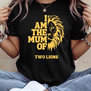 Camiseta personalizada para mamá con león y número de hijos | Regalos para el día de la madre con nombres de niños | Camiseta de mamá con número de hijos | Taza de café de regalo para mamá