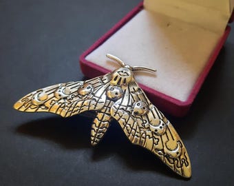 Moth Hair Clip Phases of the Moon Silver Tone Metal Hair Barrette Hair Accessories Gothic Style Jewelry