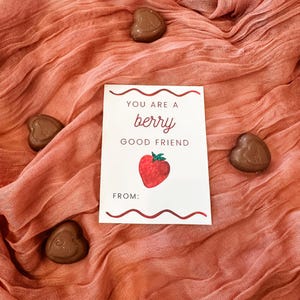 Druckbare Valentinstag Karte, Beere Freunde Karte, Valentinstag Karte, Erdbeer Karte, Valentinstag Karte, Beere Valentinstag für Kinder