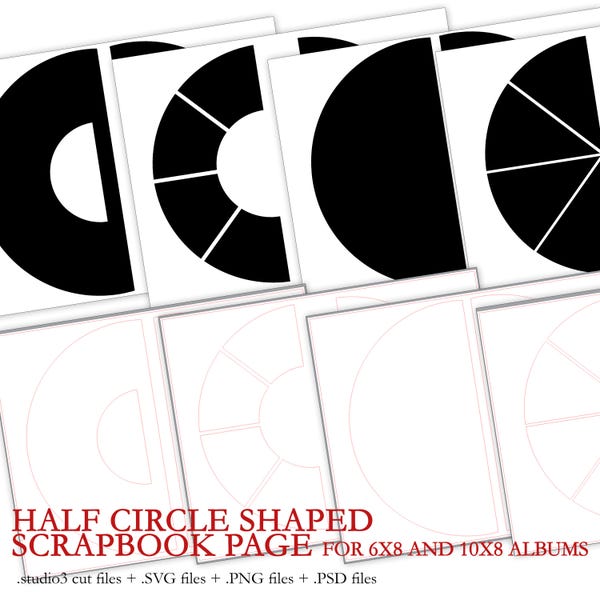 Half Circle Shape Cut Files for December documenting +  Scrapbooking (.studio3 + .PNG + .SVG + .PSD files)