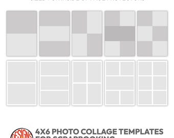 4x6 Photo Collage .PSD Templates for December documenting + Scrapbooking