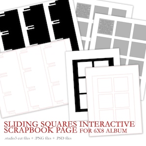Sliding Squares INTERAKTIVE Scrapbook-Seite für ein 6X8-Album (.studio3 + .PNG + .PSD-Dateien) für den Dezember