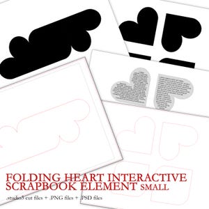 Klein (3") opvouwbaar hart interactief element voor het maken van kaarten en scrapbooking (.studio3- + .PNG- + .PSD-bestanden) voor decemberdocumentatie
