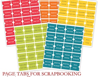 Pestañas de página para planificadores y scrapbooking (archivos .studio3 para imprimir y cortar + .PNG)