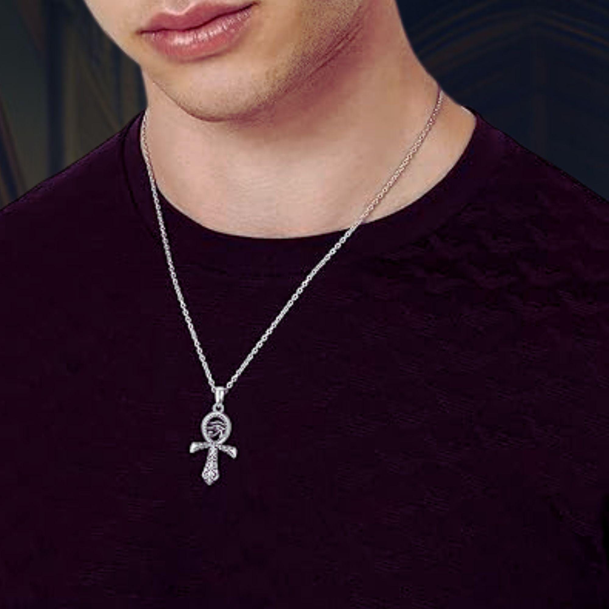 ONEFINITY Collana Ankh Collana In Argento Sterling 925 Con Occhio Di Horus Collana Con Serpente Incrociato Gioielli Protettivi Copti Egiziani Antichi Per Uomini E Donne