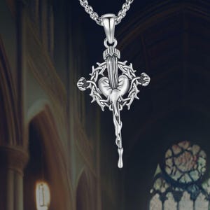 Nail Cross Christian Necklace Sterling Silver Cross Pendant Crown of Thorns Jewelry for Men Women Christian Gifts