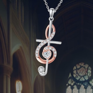 Muzieknootketting voor vrouwen 925 sterlingzilveren kruisketting Muzieksieraden voor vrouwen
