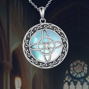 Witches Knot Necklace 925 Sterling Silver Witch Knot Moonstone Necklace Jewelry for Women