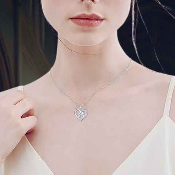 Collier Argent 925 Avec Pendentif Amour – Femme, Neuf Sans Boîte