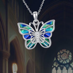 Butterfly Necklace For Women Abalone Shell 925 Sterling Silver Butterfly Necklace