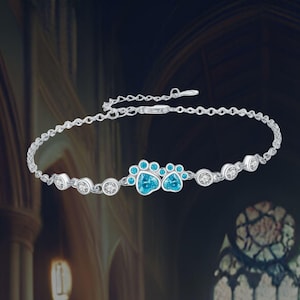 Paw Print Chain Bracelet 925 Sterling Silver Chain Adjustable Paw Bracelet for Women
