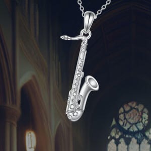 Music Necklace For Women 925 Sterling Silver Saxophone Necklace Music Jewelry