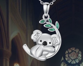 Collana Con Ciondolo Cuore E Koala In Argento 925, Con Zirconia, In Regalo