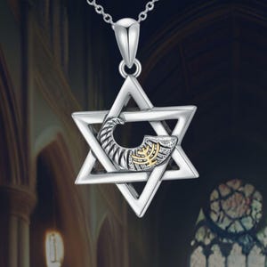 Star of David Lion Necklace For Men Women Sterling Silver Jewish Necklace