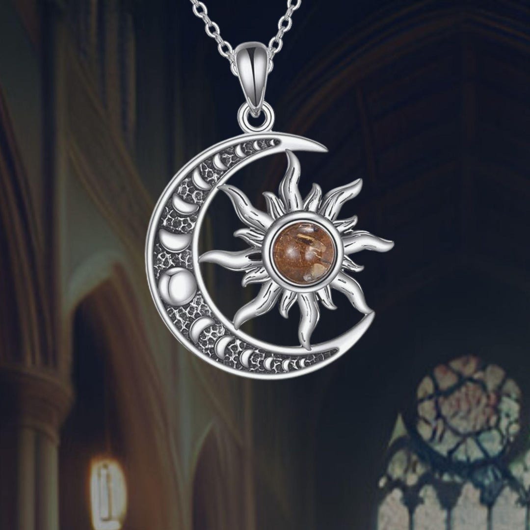 Sun and Moon Phase Necklace 925 Sterling Silver Moon Necklace for Women ...