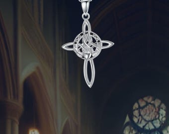 Celtic Cross Necklace for Women 925 Sterling Silver Celtic Cross Necklace Christian Jewelry for Women