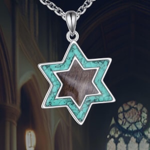 Wood Necklace 925 Sterling Silver Star of David Necklace Cross Christian Jewelry For Women