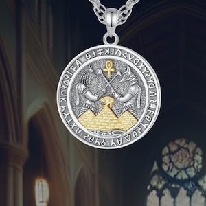 Round Eye of Horus Anubis Necklace 925 Sterling Silver Eye of Horus Pendant Necklace Egyptian Jewelry for Women