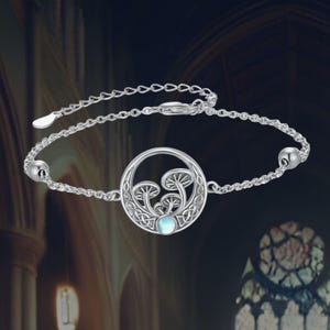 Mushroom Bracelet Sterling Silver Celtic Moon Necklace Celtic Knot
