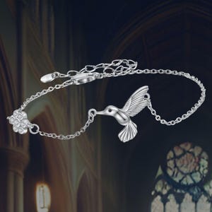 Hummingbird Bracelet For Women 925 Sterling Silver Flower Bracelet Hummingbird Jewelry for Women Gifts