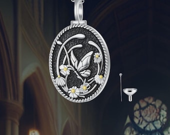 Butterfly Urn Necklace For Ashes 925 Sterling Silver Memorial Cremation Jewelry for Women