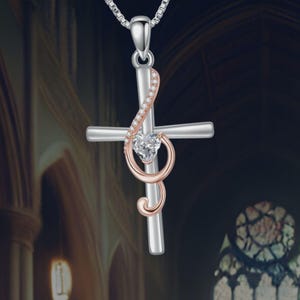 Kruisketting voor dames Sterlingzilveren muzieknootketting