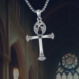 Ankh Necklace 925 Sterling Silver Ankh Egyptian Cross Necklace Eye of Horus Snake Pendant Ancient Egyptian Symbol