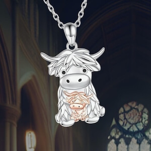 Highland Cow Necklace Sterling Silver Cute Animal Necklac