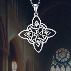 Witches Knot Necklace 925 Sterling Silver Celtic Knot Jewelry for Women