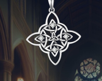 Witches Knot Necklace 925 Sterling Silver Celtic Knot Jewelry for Women